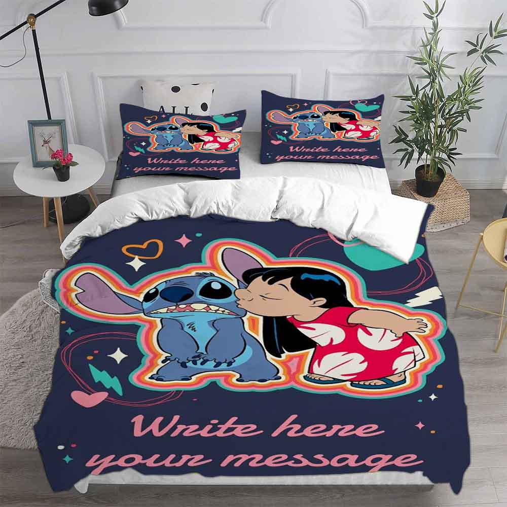 

Lilo&Stitch Bedding Sets Cartoon Comforter Quilt Bed Cover Duvet Cover Pillow Case 2-3 Pieces Sets Kids Adult Bedroom Decor EU Single 135x200cm