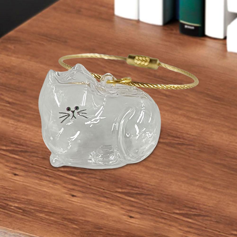 Katzen Schlüsselanhänger Transparenter Katzen Schlüsselanhänger Haarspeicherflasche Haarspeicherbox für Haustiere Katzenhaarspeicher Kapsel Schlüsselanhänger für Tierliebhaber
