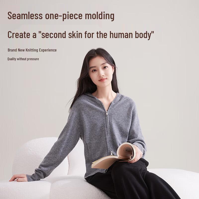 Xiangying Women's Hooded Full-Zip Knit Cardigan