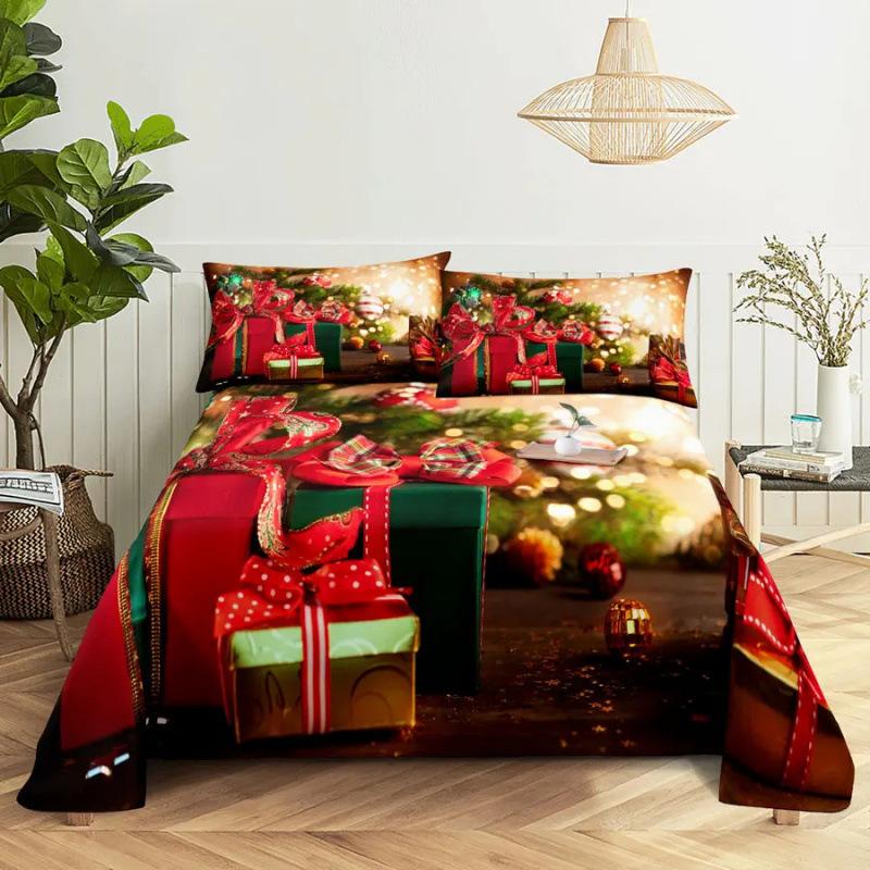 Santa Claus Three Piece Bedding Reindeer Christmas Decoration Quilt Cover