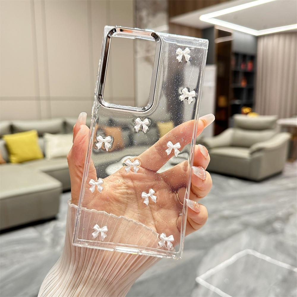 Cute Bowknot Bracelet Transparent Case for Samsung Galaxy S24 Ultra S23 Plus S22 FE A15 A16 A25 A35 A55 A13 Wrist Chain Cover