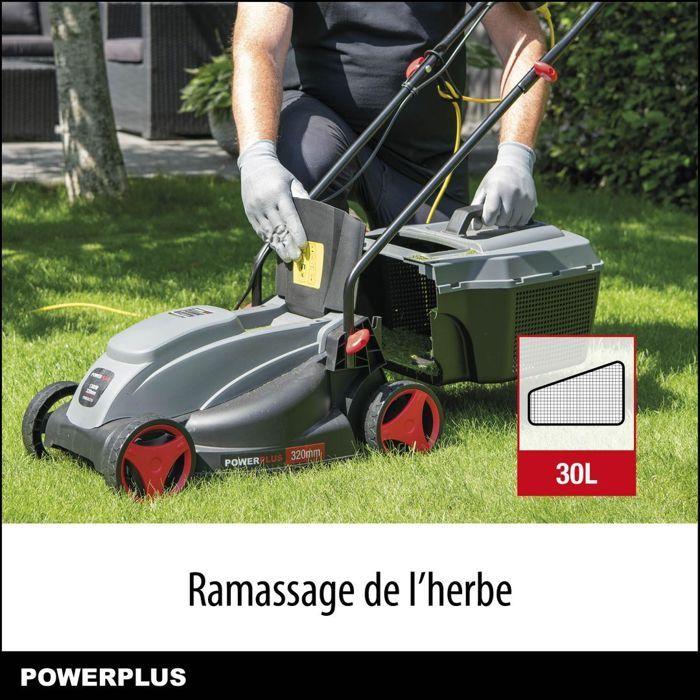 Tondeuse gazon électrique powerplus poweg63705 - 1300 w, 320 mm ø, ramassage et éjection arrière