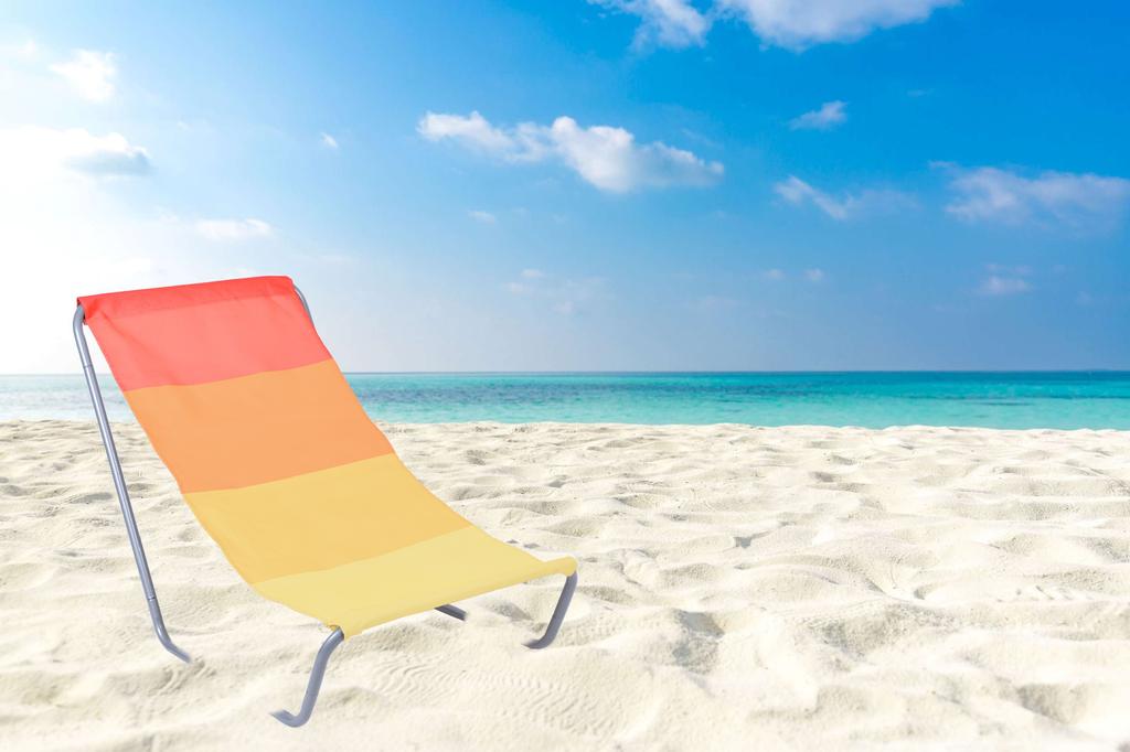Leżak Turystyczny Plażowy Składany Olek - Pomarańczowe Pasy
