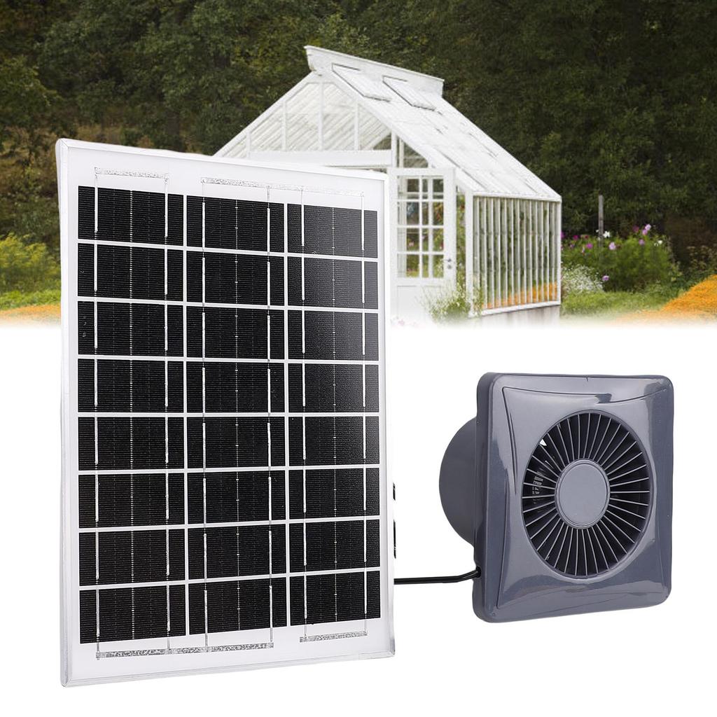 Solar Powered Exhaust Fan Kit, 6W Monocrystalline Silicon Solar Panel 4 Inch Vent Fan with Bracket, Suitable for Chicken Coop Greenhouse Shed Pet Hou