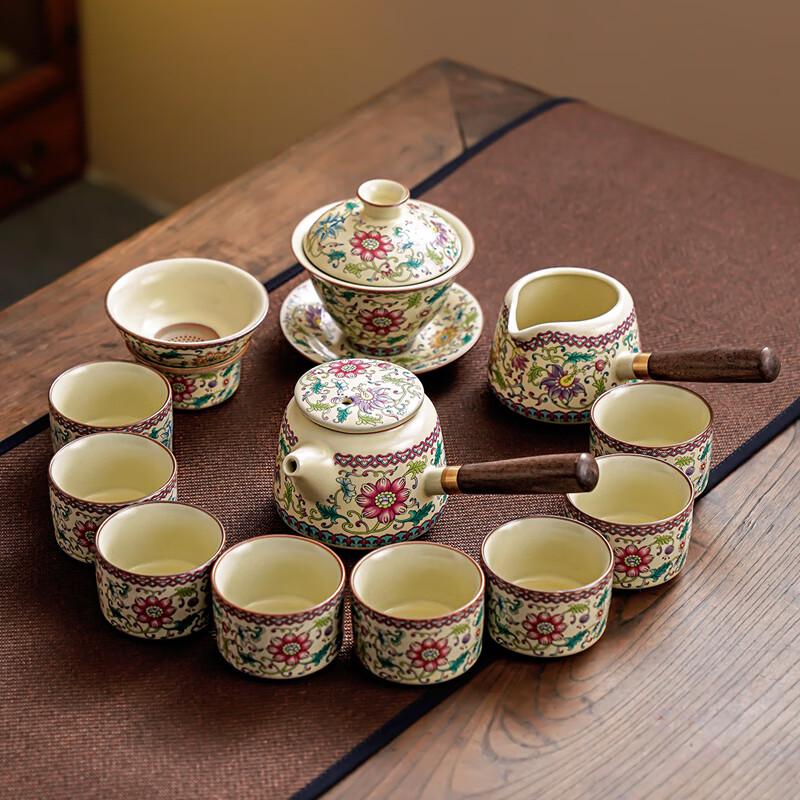 Lainuo Ru Kiln Flower Branch Celadon 12-Piece Tea Set
