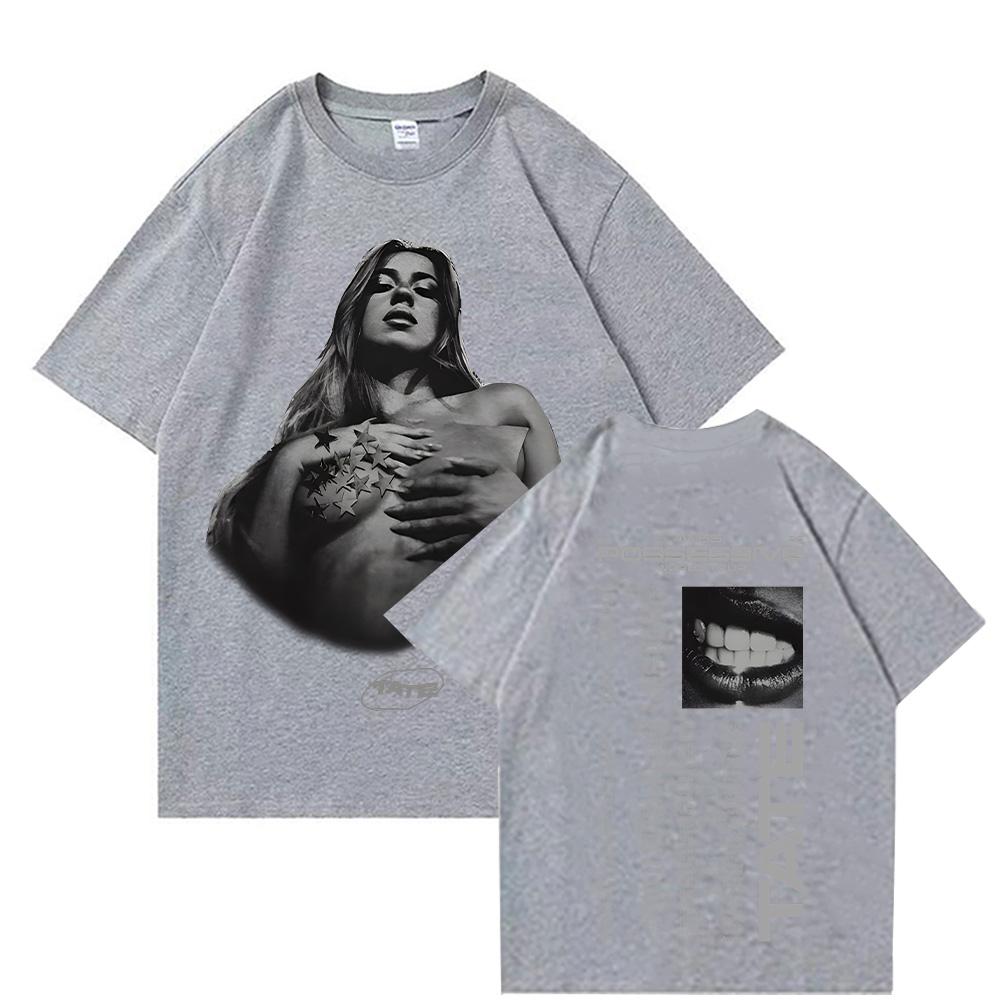 Tate McRae Pose Tour Tee Vintage Graphic T Shirts Miss Possessive 2025 Album Men Women Cotton T-shirt Harajuku Aesthetic Clothes