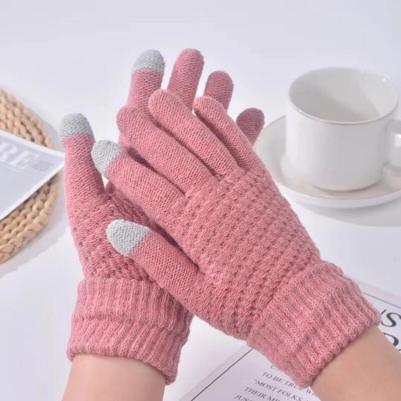 Wenxiang Autumn/Winter Cycling Warm Fleece Knitted Gloves