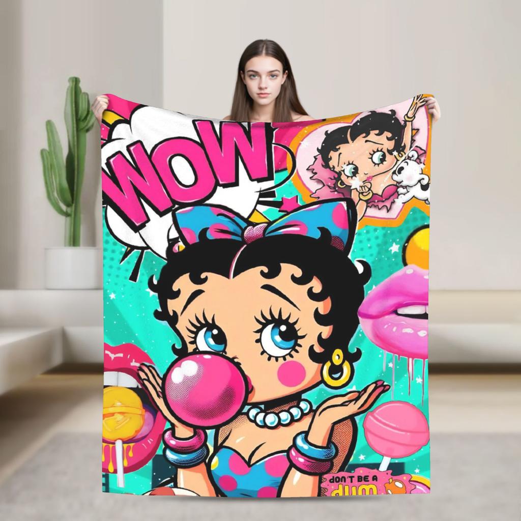 B-Bettys Boops Throw Blanket for Couch  Soft Fuzzy Plush Blanket 50x60 Inch Multi-size Bedspread for All Seasons