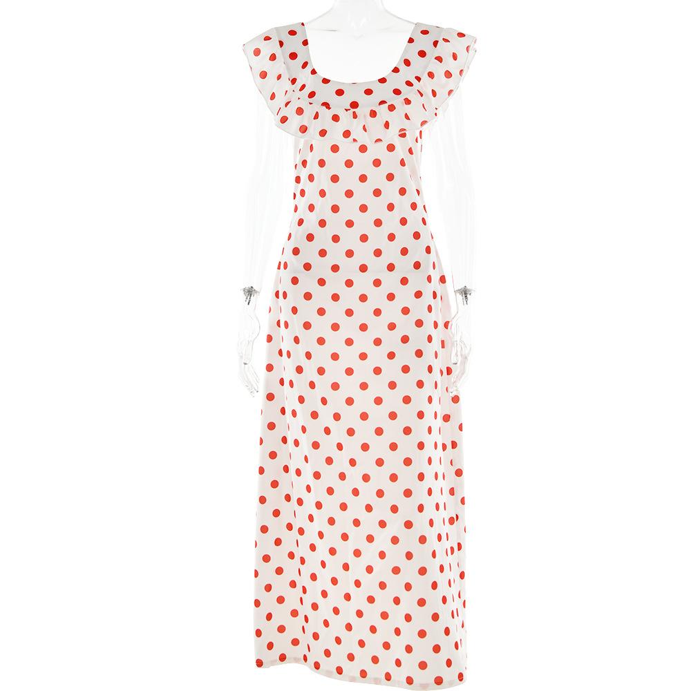 Women's Sexy Polka Dot One Shoulder Bodycon Dresses Bohemian Printed Sexy Side Slit Shealth Dress 2025 Summer Female Streetwear