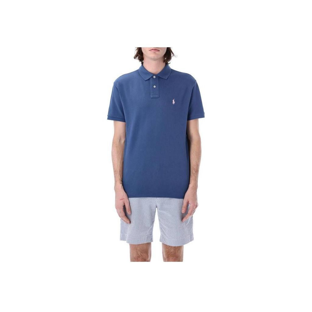 Polo Ralph Lauren Solid Color Logo Embroidered Short Sleeve Polo Shirt Men Tops Royal-Blue 710680784-322