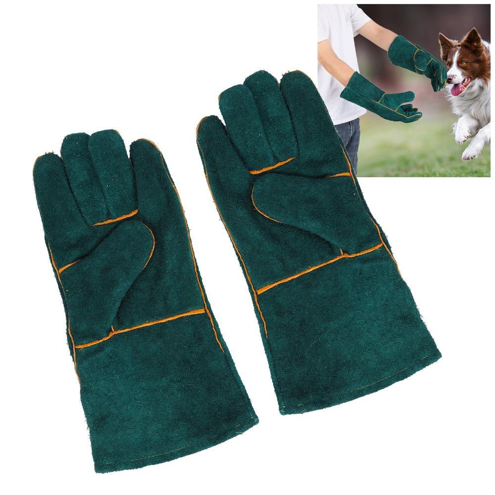 2 pcs Thickened Layer Animal Handling Gloves Long Sleeve Pet Care Gloves Pet Grooming