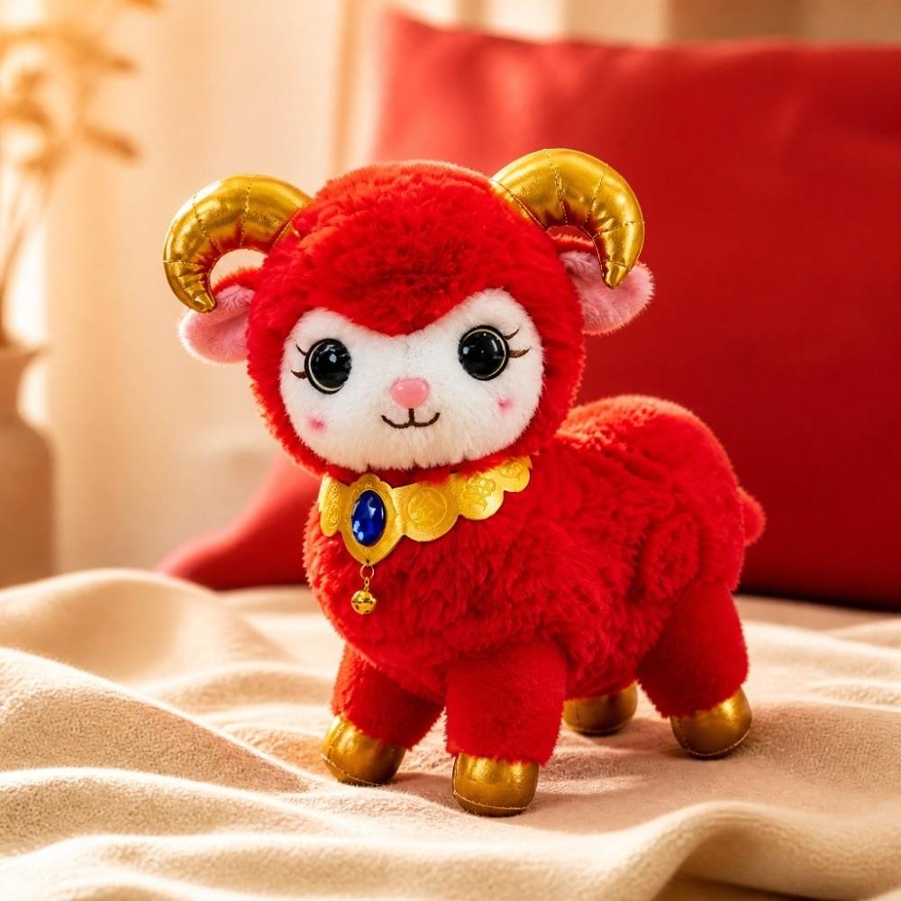 Lucky Plush Animal Toy Cartoon Zodiac Sheep Doll Sheep Mascot Doll Chinese New Year Gift