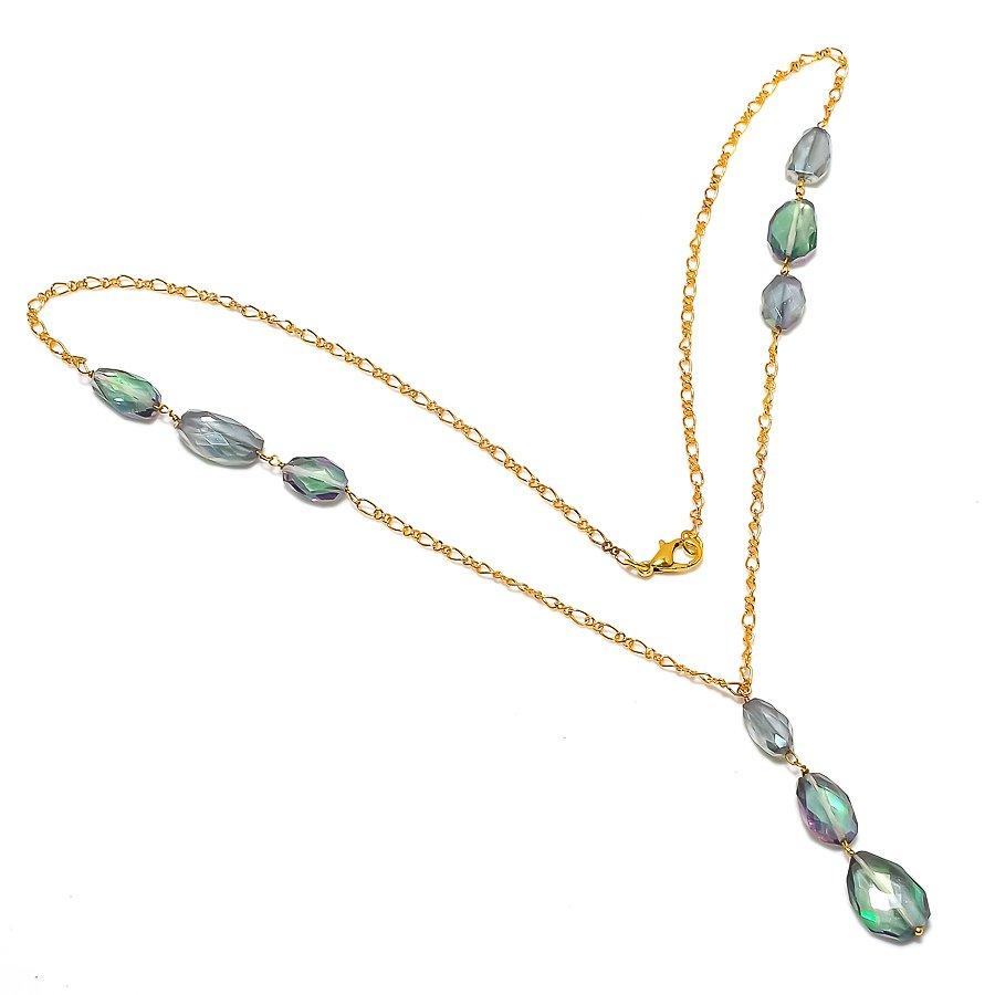 Mystic Rainbow Topaz 925 Solid Sterling Silver Jewelry Necklace 20" GK-5990