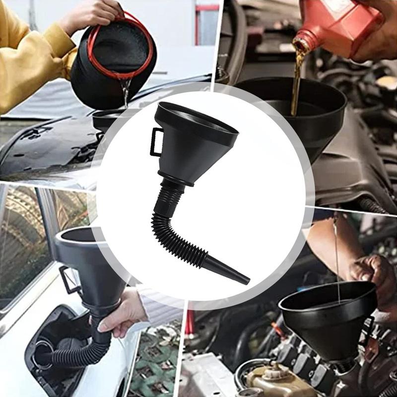1pc Auto Motorcycle Accessories Car Detachable Engine Refueling Funnel With Filter 130mm Scalable Long Mouth Gasoline Oil Funnel