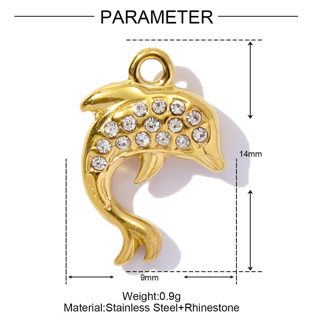 3pcs/Lot Stainless Steel Rhinestone Shell Starfish Crab Pendant Seahorse Dolphin Turtle DIY Charms Necklace Making Women Jewelry