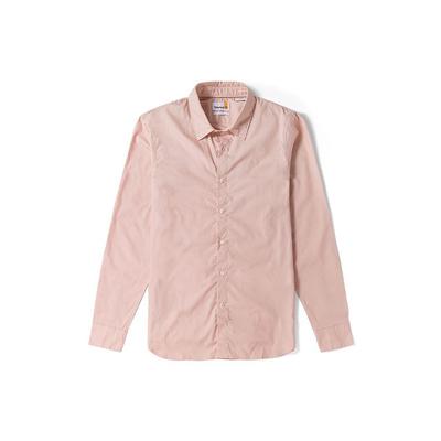 Lässiges einfarbiges atmungsaktives Business Slim Fit Langarmhemd Herrenhemden Hellrosa A62XH-662