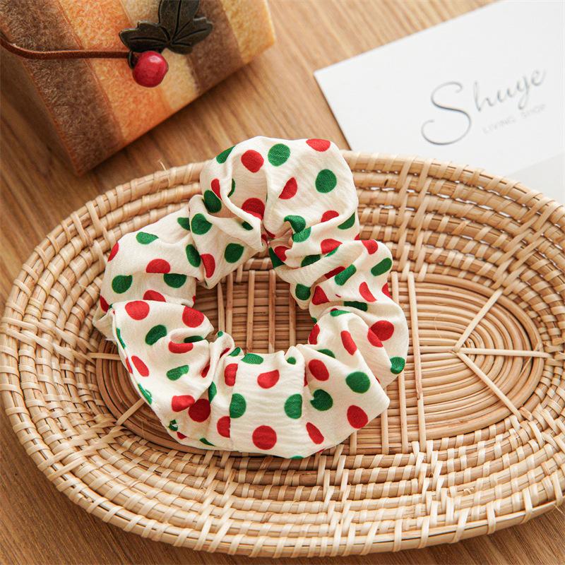 12pcs/pack Merry Christmas Pretty Print Hairbands for Women Girls Thick Ponytail Holder Hair Ties Elastic Hair Bands Accessories