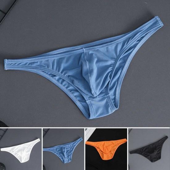 Men Briefs Low-Rise Solid Color Breathable Comfortable Panties Triangle Style Thin Underwear U-convex