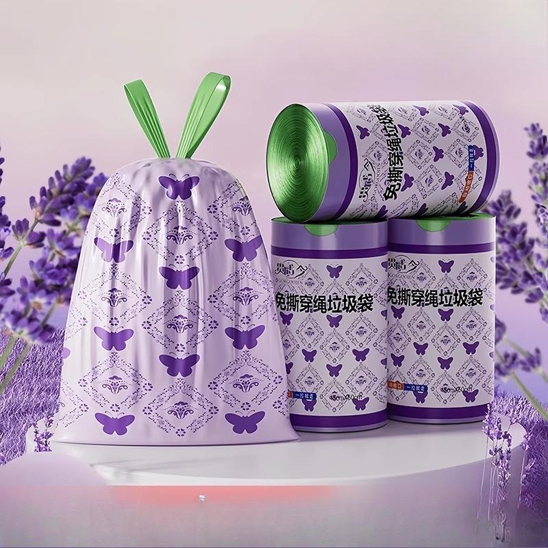 Lavendel Tränenfrei Kordelzug Müllbeutel Haushalt Verdickt Handheld Küchenplastikbeutel Büro Reinigungsbeutel Extra Dick