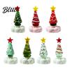 Handmade Glass Crafts Christmas Tree Ornament with Star Top And Colorful Bead Details Handcrafted Holiday Table Decor Desktop Rotating Figurine