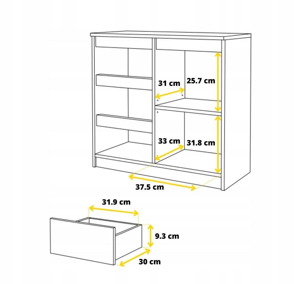 Cassettiera mikel antracite 3 cassetti 1 porta ripiano, mobile 80 cm capiente mikel