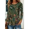 3D Floral Printed Long Sleeve T Shirt Women Fashion Round Neck Top Holiday Weekend