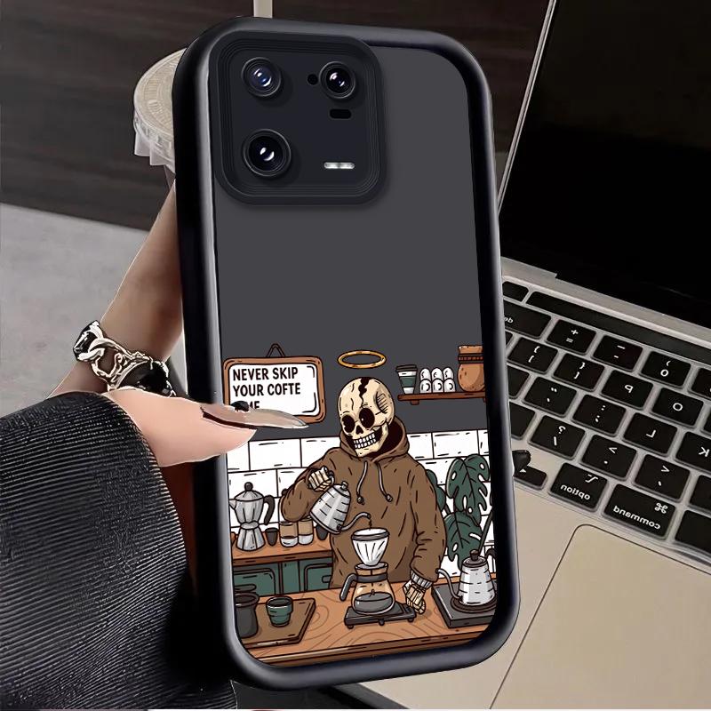 Coffee Time Skeleton Case for Xiaomi Mi 15 14 14T 13 13T 12 11 11T Lite POCO X7 X6 5G X5 X3 NFC F6 F5 M7 M6 Pro 4G Cover Funda
