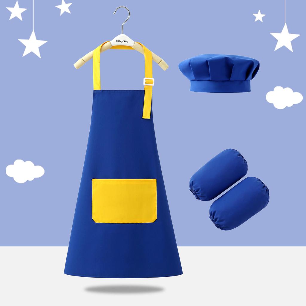2PCS/3pcs Children's Waterproof Apron, Kindergarten Studio Chef's Clothing Baking Experience Clothes, Reverse Cover Chef's Hat