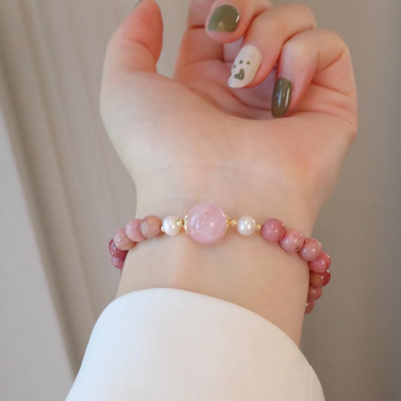 Collar de Cuentas de Dopamina para Mujer con Rodocrosita y Ágata Roja en Cobre Chapado en Oro para Moda y Elegancia