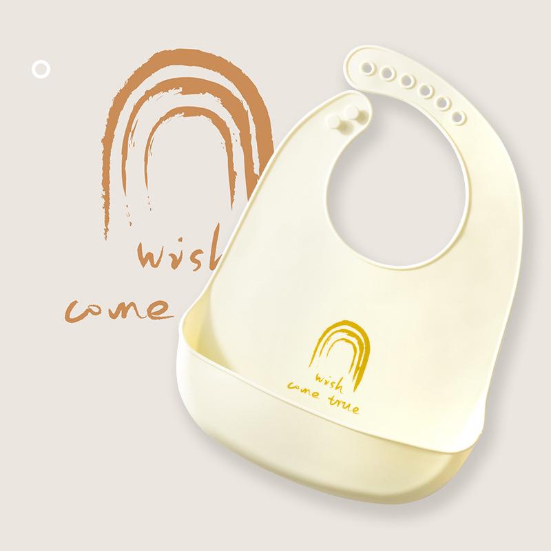 Cute Baby Bibs Waterproof Silicone Bib Feeding Infant Newborn Cartoon Apron ToddlerX Adjustable Bib Burp Cloths with Pocket