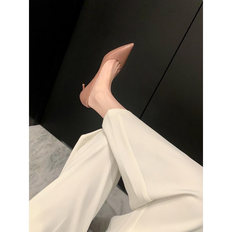 

High-end cowhide version~ pointed leather thin heel women s single shoes wedding shoes ol commuter high heels 35