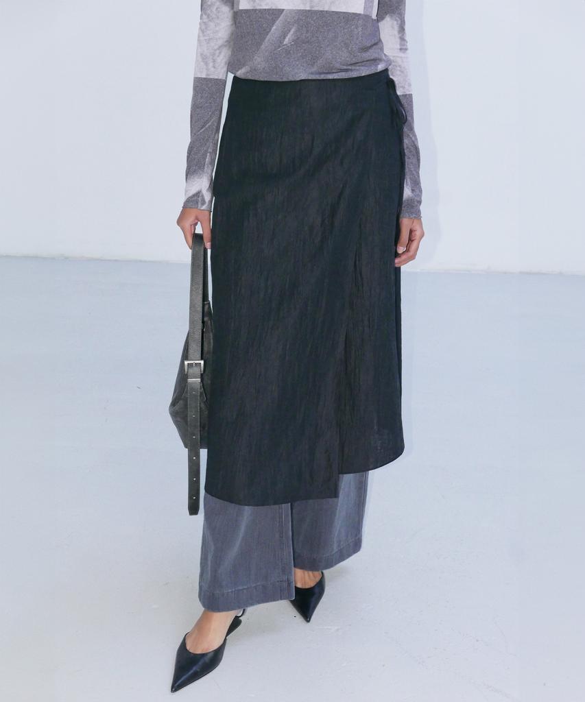 Enor Semi Wide High-Rise Denim Pants - Dark Gray