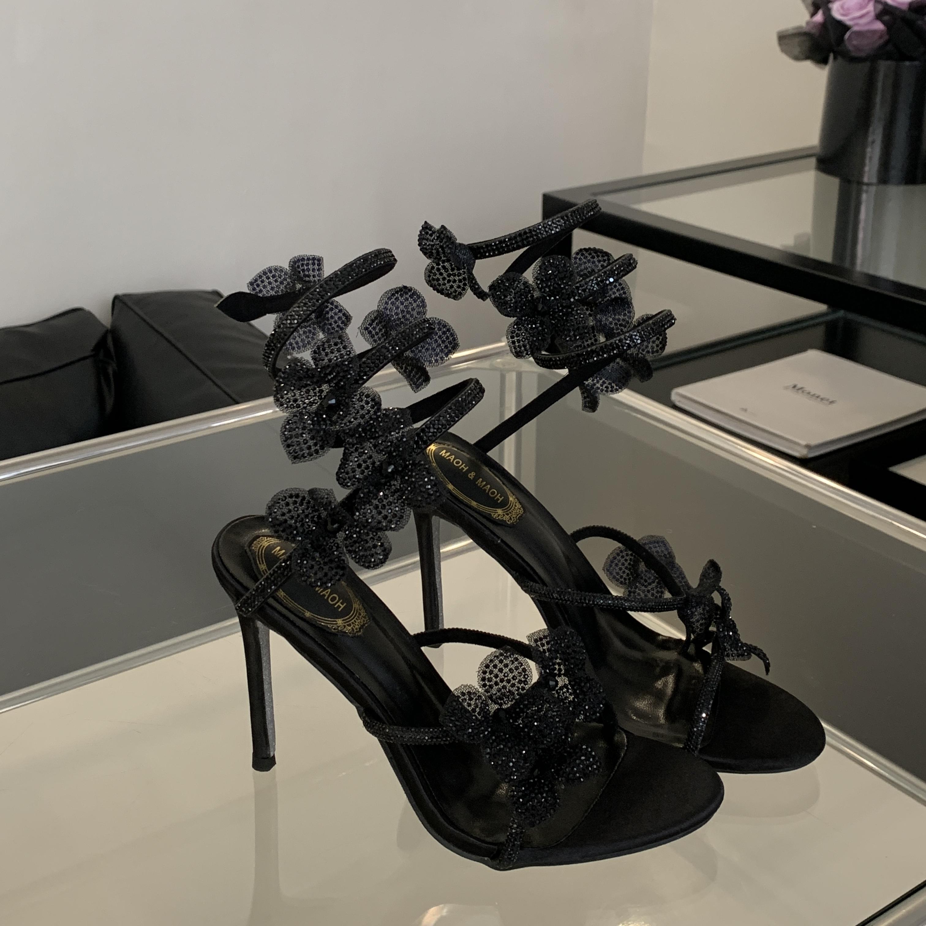 

Летние модные женские туфли-лодочки, модные босоножки на высоком каблуке со стразами и цветочным принтом, женские свадебные туфли 42