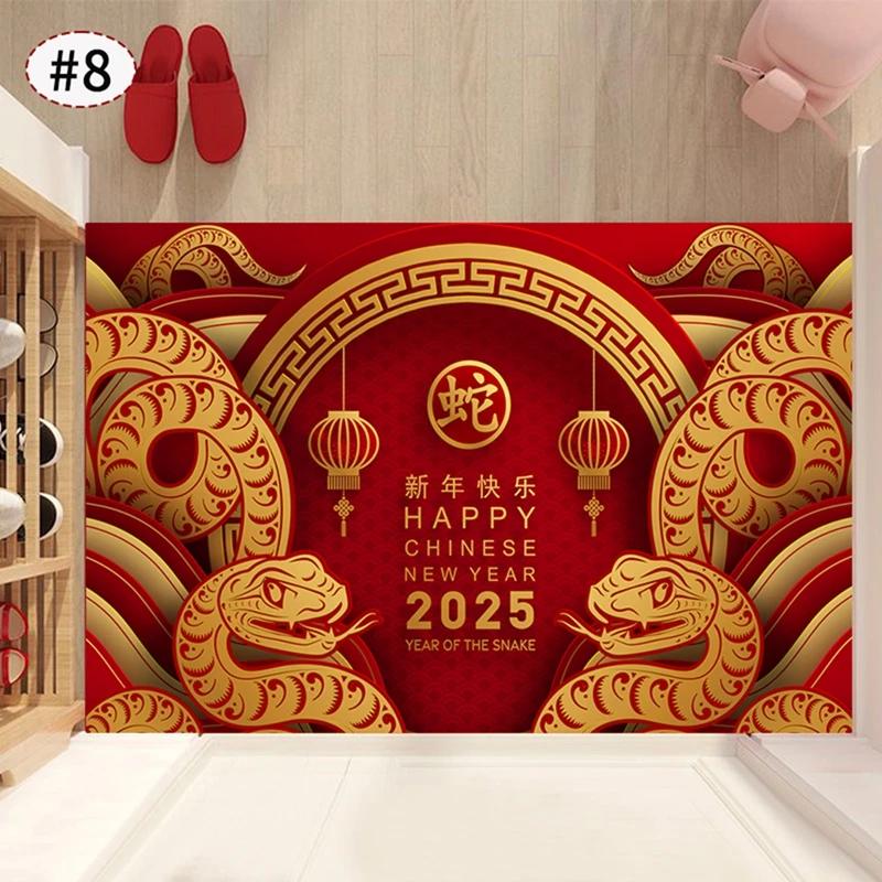 Year of the Snake Door Mat Chinese New Year Decoration Lucky Carpet for Living Room Bedroom Entryway Home