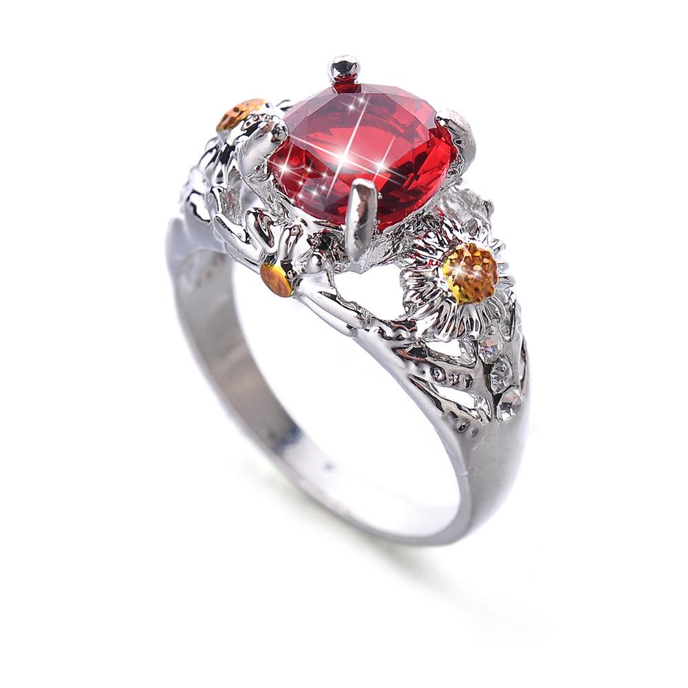 European-American Crystal Zirconia Chrysanthemum Fashion Ring Size 9
