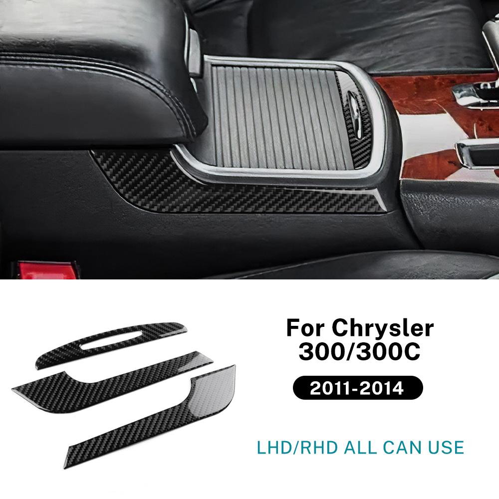 For Chrysler 300 300C 2011 2012 2013 2014 Real Soft Carbon Fiber Sticker LHD RHD Car Central Control Cup Panel Accessories