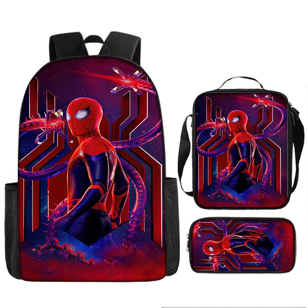 Spiderman School Backpack Set With Oxford Fabric Breathable Waterproof For Kids
