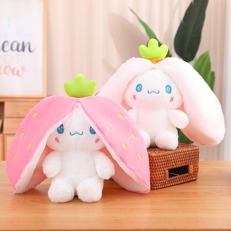 Cute puppy dog turned into doll plush toy doll dog strawberry pineapple throw pillow girl soothing rag doll