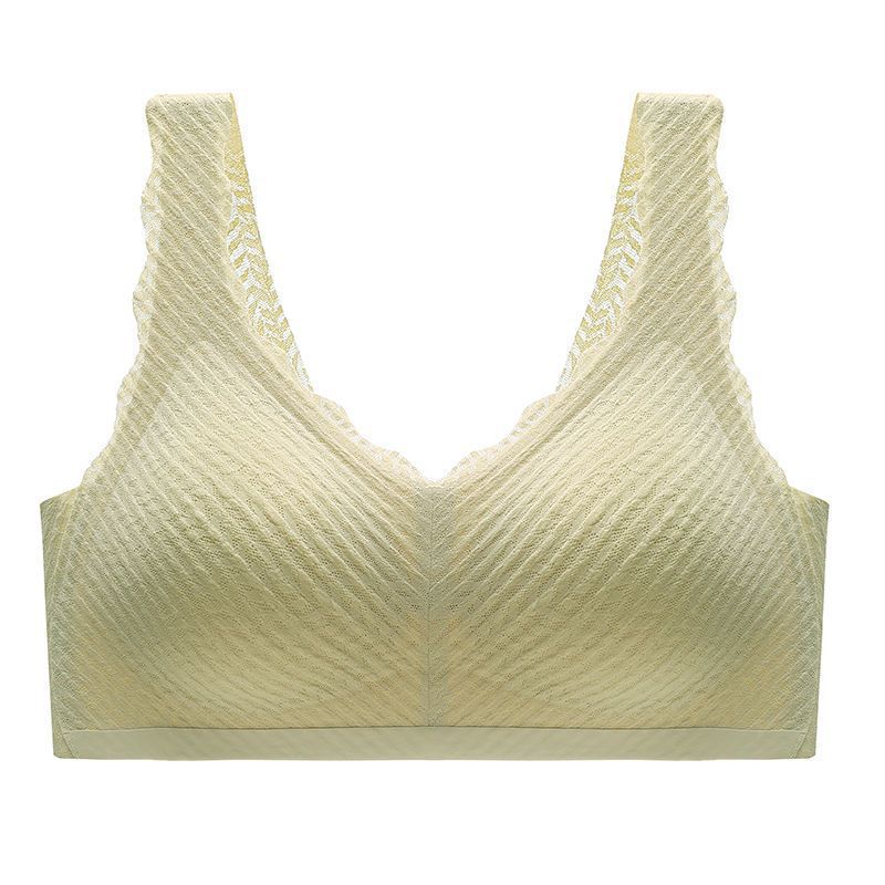 Women Skin Friendly Seamless Bubble Lace Push Up Gathering Beauty Back Camisole Bra