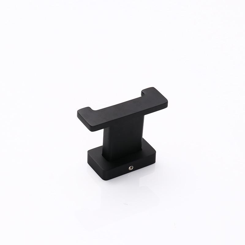 Wall Mounted Stainless Steel Dual Hook with Plant Pattern Eco-Friendly Black Towel and Clothes Hook Flexible Design