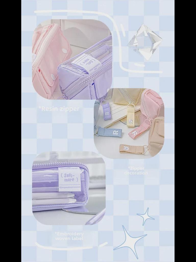 RosyPosy Korean Creative Large Capacity Prism Pencil Case - Transparent with Zipper for Students