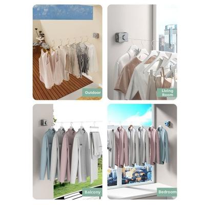 Wall Mounted Retractable Clothesline Non Sagging Adjustable Telescopic Clothes Hanger Space Saving Easy Installation