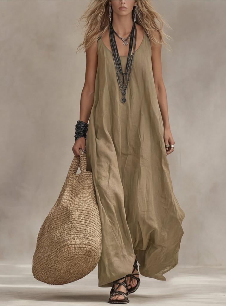 Women’s Loose Fit Sleeveless Jumpsuit Wide Leg Casual Long Romper Lightweight Spaghetti Strap Baggy Pants Overalls