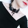 Black lace necklace Gothic lace necklace crystal pendant Halloween cosplay party diamond necklace women's jewelry