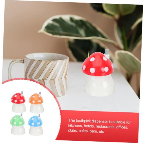 Hoement 4-Piece Dental Floss Storage Box with Mushroom-Shaped Toothpick Holder, Stylish Design for Home Use, Hotels, and Restaurants