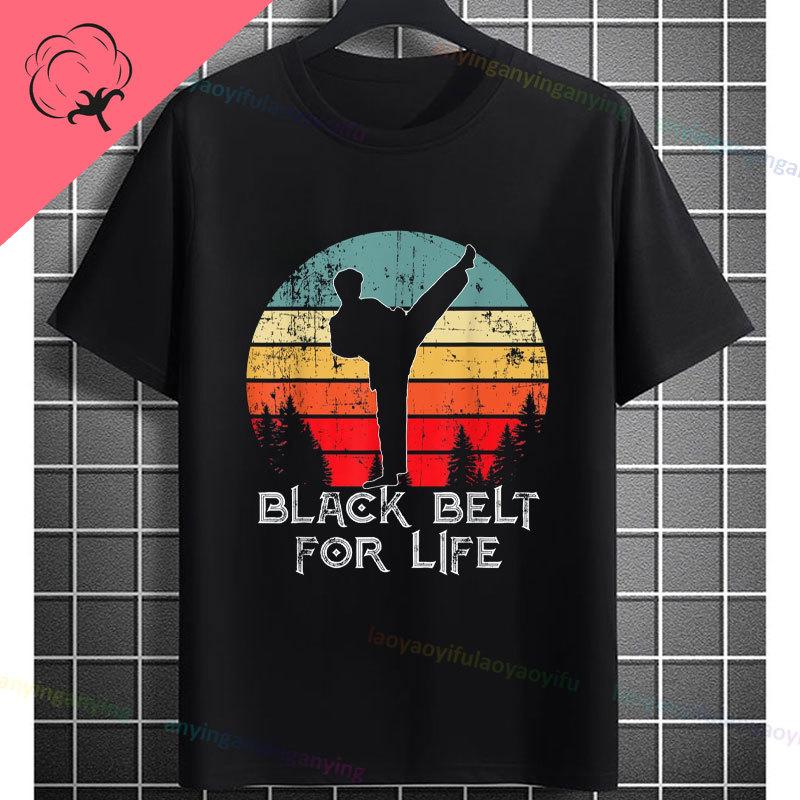 Unisex Funny Karate Graphic TShirt Keep Training Until The Belt Turns Black Slogan Pure Cotton Shortsleeve Sports Tshirt