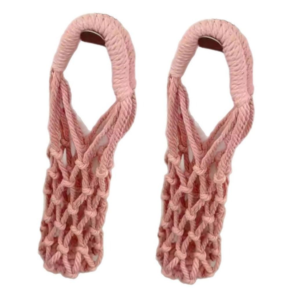 2Pcs Practical Woven Water Bottle Bags Hollow Out Portable Water Cup Mesh Bag Foldable Double Handle Net Bag Cup Cover Camping