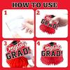 12Pcs 2026 Graduation Honeycomb Decor 3D Honeycomb Centerpieces for Commencement Party Red & Black Theme Bachelor Cap Party Decor for Table Decor &