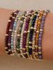 Vlen Natürstein Armband Vergoldete Perlen Akzentarmbänder Elastisch Minimalistisch Tägliches Heilungs Schmuckstück Boho Geschenk für Sie