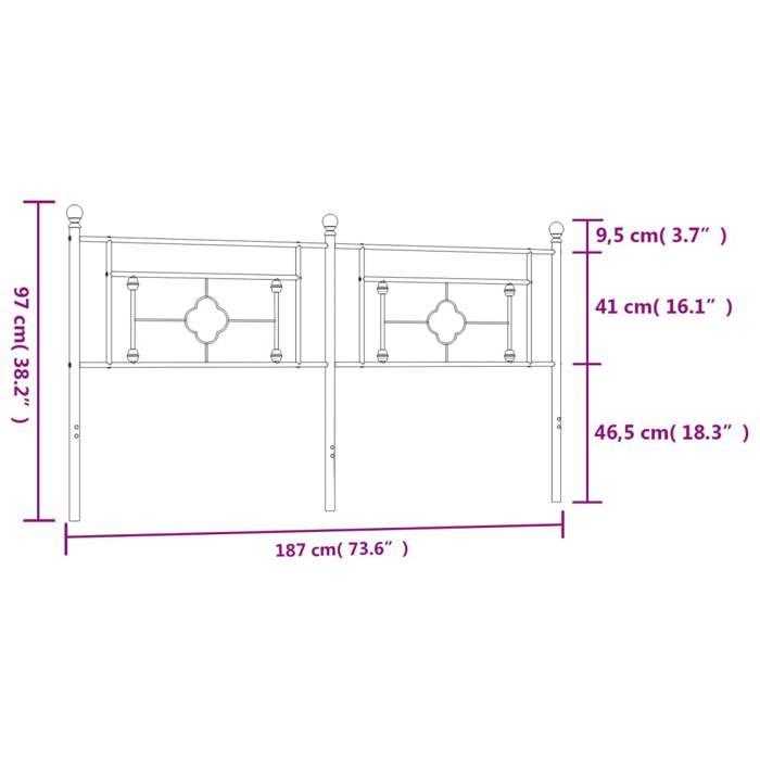 VidaXL White Metal Headboard 180 Cm 374424